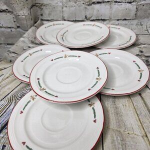 7 Farberware Gingerbreadtree 6.25" Saucers  Christmas Small Plates/Saucers